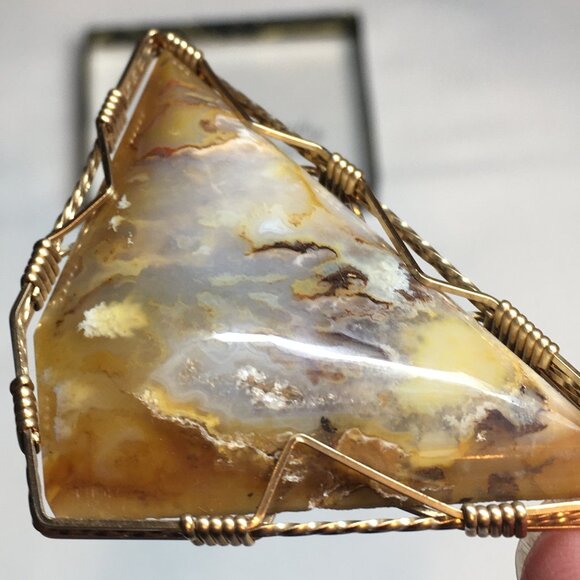 Unique Pendant Handmade Scenic Agate Freeform - Picture 3 of 8